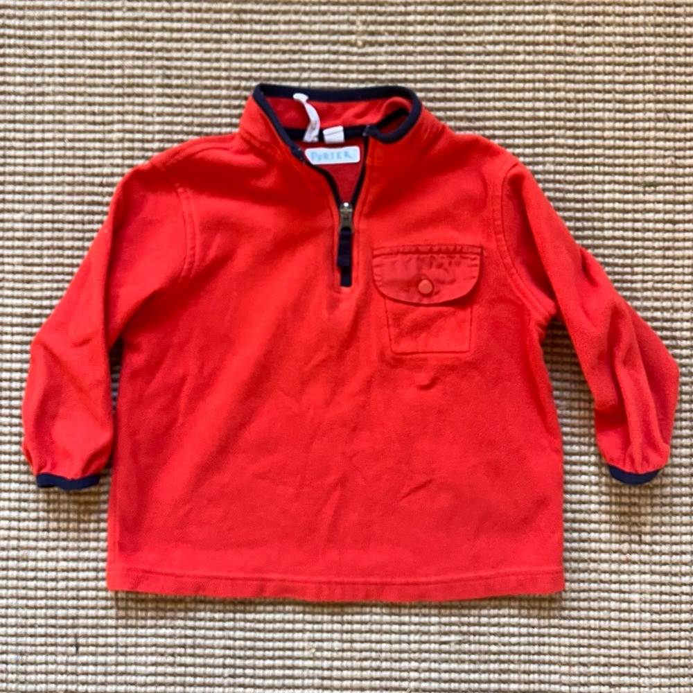 Lands’ End Kids Red Orange Kids Quarter-Zip Fleece